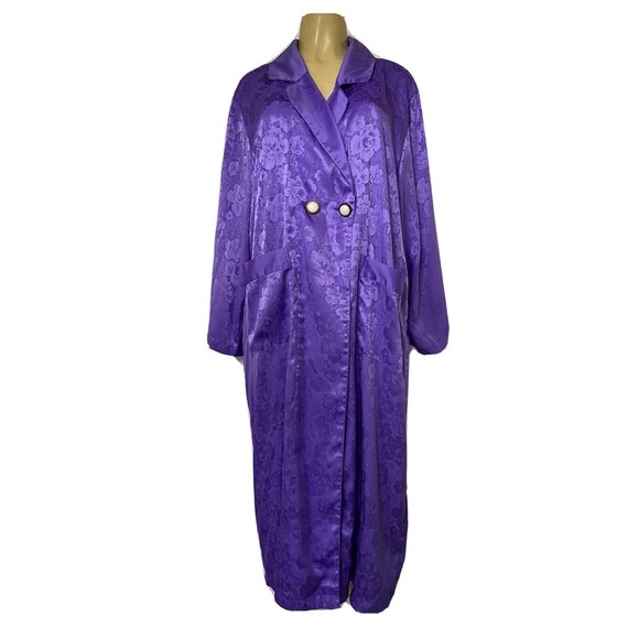 Victoria Secret Gold Label Double Breasted Robe Floral Long Sleeve Purpl… - Picture 1 of 5